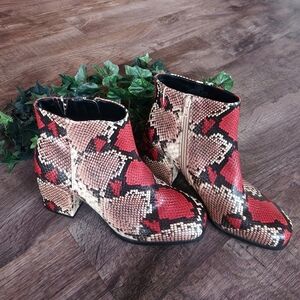 Faux Snakeskin Ankle Boots